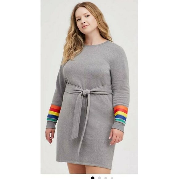 torrid Dresses & Skirts - Women's NWT Torrid Shift Dress - Cozy Fleece Rainbow Cuffed Grey